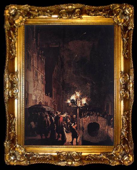 framed  POEL, Egbert van der Celebration by Torchlight on the Oude Delft, ta009-2